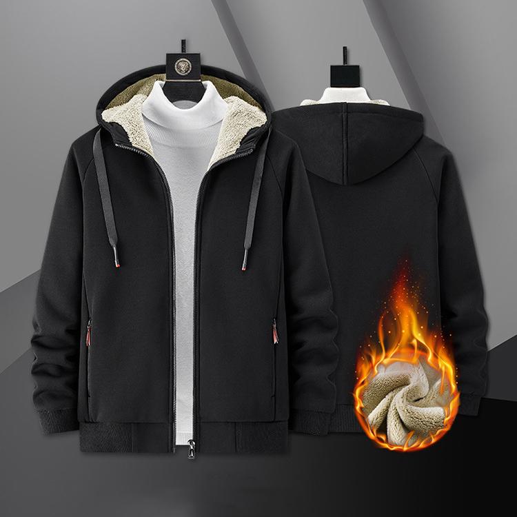 Winter Velvet Casual Men s Loose Warm Sweater Men s Cardigan Sweater Jacket XXL чёрный 2817₽