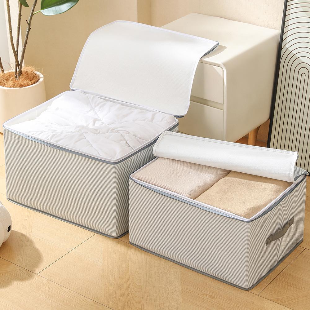 Foldable Fabric Storage Box with Zipper, Large Capacity Clothes Organizer for Bedroom, Closet, and Under Bed Storage