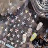 1pc Metallic 3D Embossed Star Nail Stickers - Self-Adhesive Glitter Checkered Five-Pointed Stars, Holiday Party Gifts for Women Nail Art Stickers