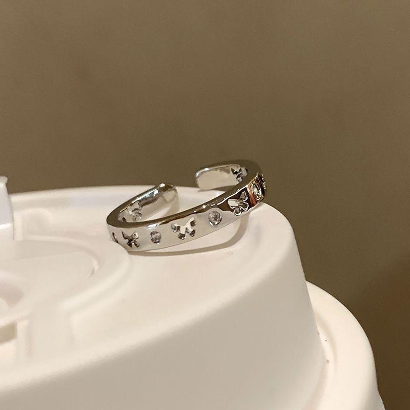 Copper Bow Knot Ring Set for Women Cute Bow and Zircon Band Rings Trendy Adjustable Open Fashion Zircon for Daily Wear Gifting Adjustable