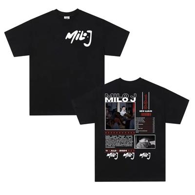 Rapper Milo J 166 Tour 2025 Album T Shirts Men Retro High Quality Short Sleeve T-shirts Oversized 100% Cotton T-Shirt Streetwear