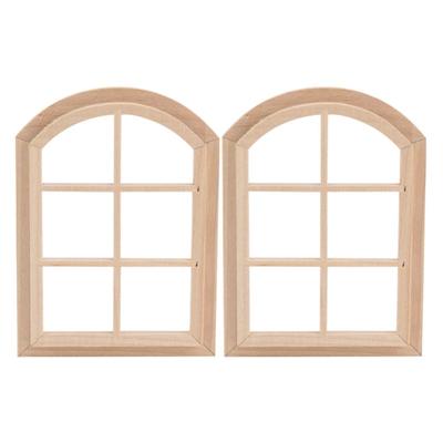 1/12 Scale Dollhouse Wooden Window Miniature Doll Furniture Window Arched Dollhouse Window