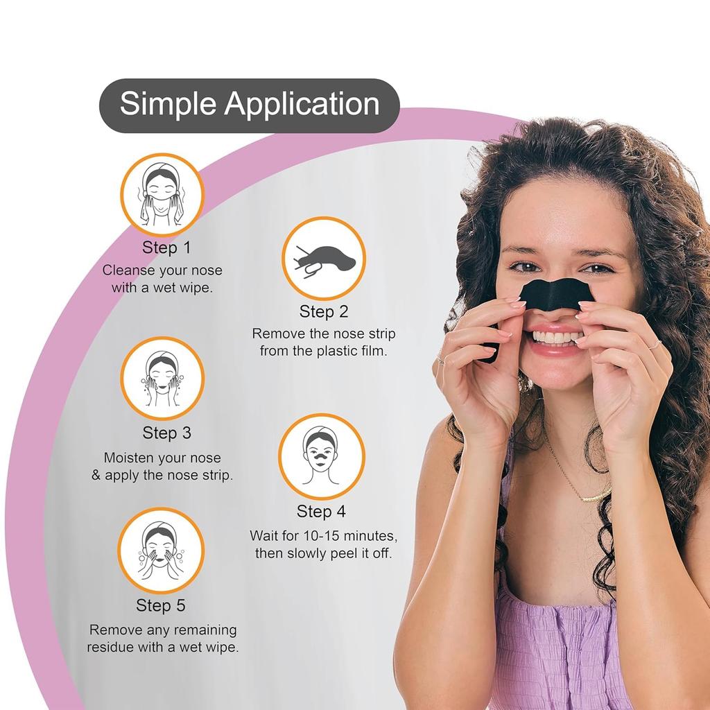VishBin Deep Purifying Nose Strips for Women & Men | Enriched with Bamboo Charcoal | For Instant And Painless Blackheads And Whiteheads Removal (