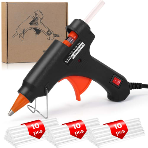 20W Glue Gun, 90-Second Rapid Heat-Up, Includes 30 Sticks, Lightweight, Quick-Drying, Leak and Burn-Resistant, Improved Stand, Strong Adhesive, Repair