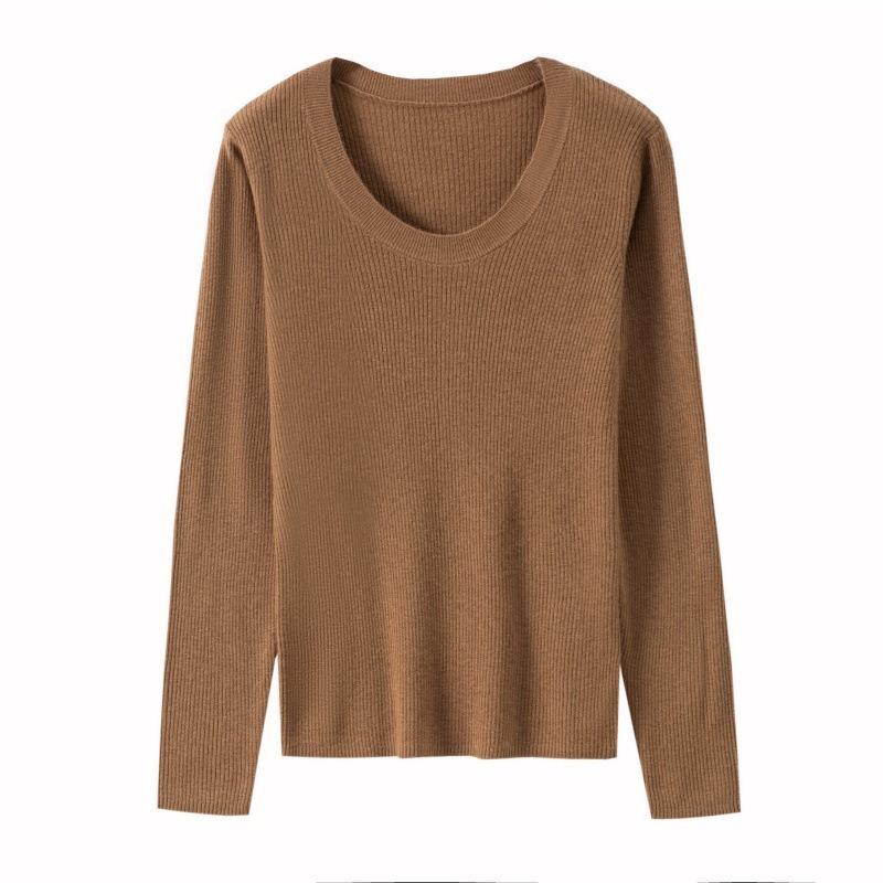 Classic High-end Autumn and Winter New Niche Chic Front Shoulder Thin Long-sleeved Women's All-wool Knitted Sweater