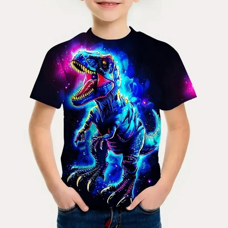 Boys Kids Clothes 3D Print Cartoon Dinosaur Graphic T Shirts Fashions Summer Streetwear O-Neck Short Sleeves T-Shirts for Boys