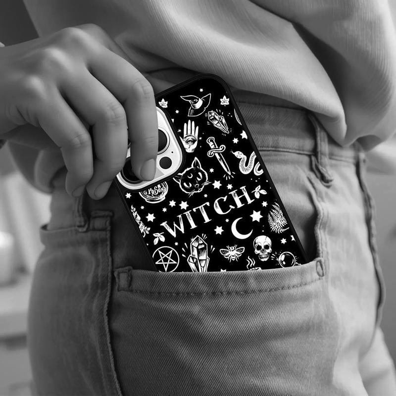 Girly Pastel Witch Goth Witch Cat Phone Case For iPhone 17 Air 15 16e 14 13 Pro Max Coque 12 11 Pro Max PLUS cover