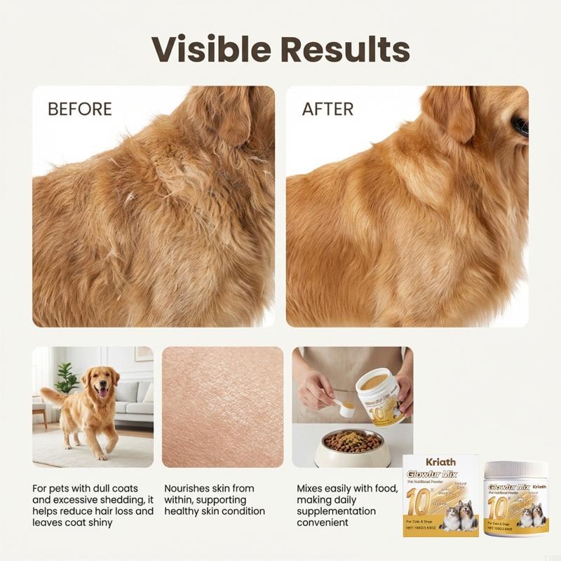 Pet Skin And Coat Care Supplements Powder With Vitamins Minerals For Dog Cats To Enhancing Furs Gloss and Softness