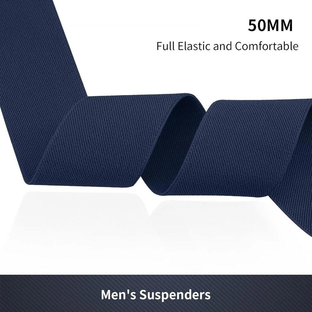 5cm Wide X-Type Suspenders Solid Color Elastic Pants Braces Simple Adjustable Suspenders Business