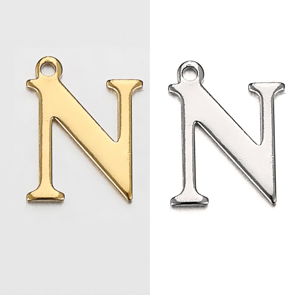 20pcs Stainless Steel Gold Letter Charm Initial Charms Alphabet Beads Pendants Assorted for Bracelet Necklace Jewelry Making DIY