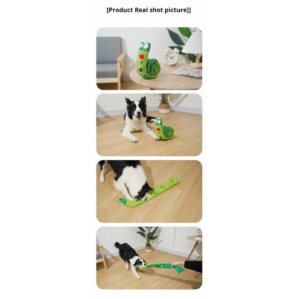 Dog Puzzle Feeder Interactive Toy Indestructible Plush Sound Squeak Puppy Toys For Resistant Foldable Snail Dogs Pet Supplies