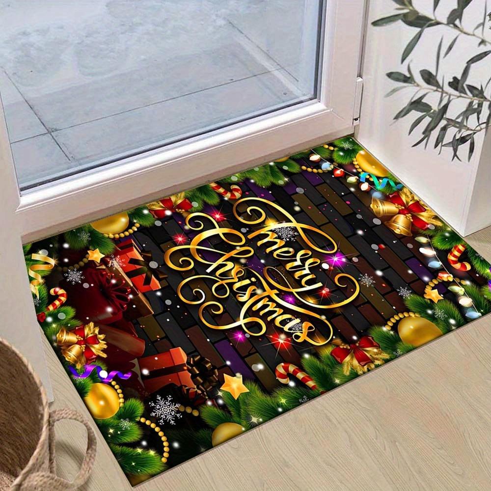 

1pc Christmas Themed Rug, Christmas Gifts and Christmas Bells Print, Bedside Carpet, Non slip Laundry Room Mat, Machine Washable Water Absor 60cm by 90cm