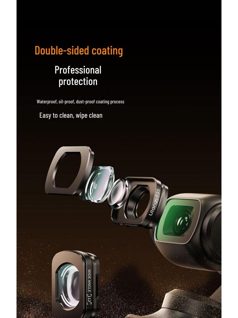 Ulanzi Magnetic Filter for DJI Pocket 3: Wide-Angle, Telephoto, 1/4 Black Soft Lens