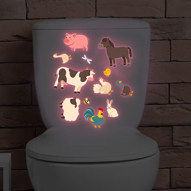 

Glow-In-The-Dark Animals Toilet Sticker Luminous Designs Self-Adhesive Removable Toilet Tanks Wall Decal Car Sticker Home Decor A