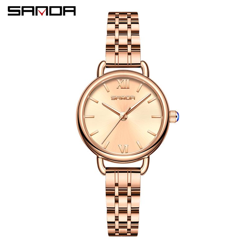Sanda Women's Retro Roman Numeral Quartz Watch - Fashionable, Simple, and Waterproof