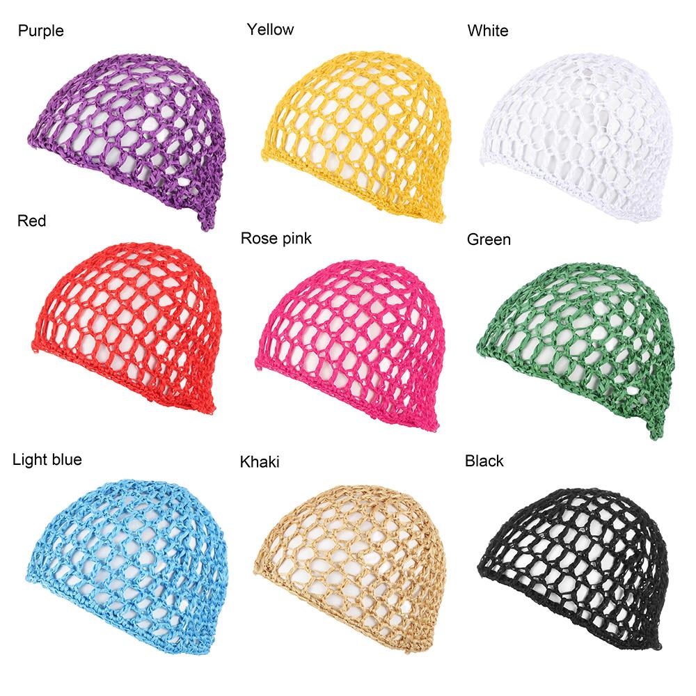 1PC Soft Knit Hair Net Rayon Knit Snood Hat Mesh Hair Care Cap Crochet Sleeping Night Cover Turbans Styling Tool Accessories