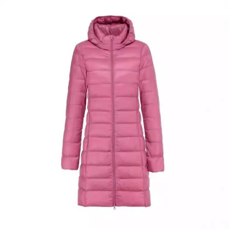 Autumn and winter new light down jacket women's medium and long light white duck down jacket removal cap