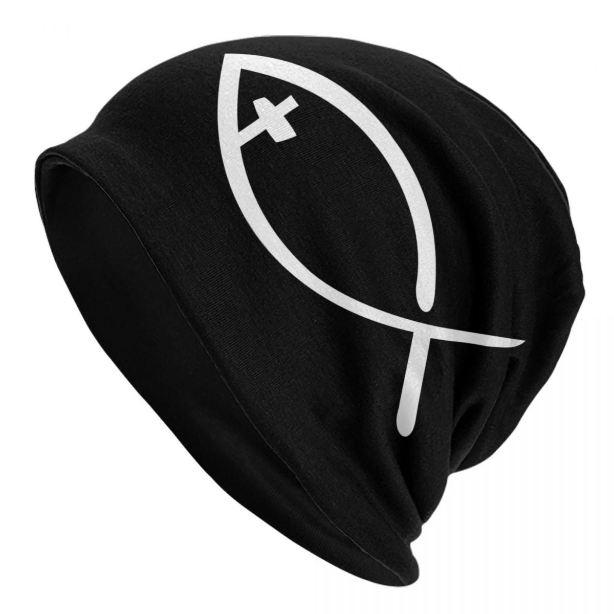 

Custom Jesus Cross Fish Beanie Cap Unisex Winter Warm Bonnet Knitting Hats Fashion Outdoor Ski Christian Skullies Beanies Hats Beanies Hat