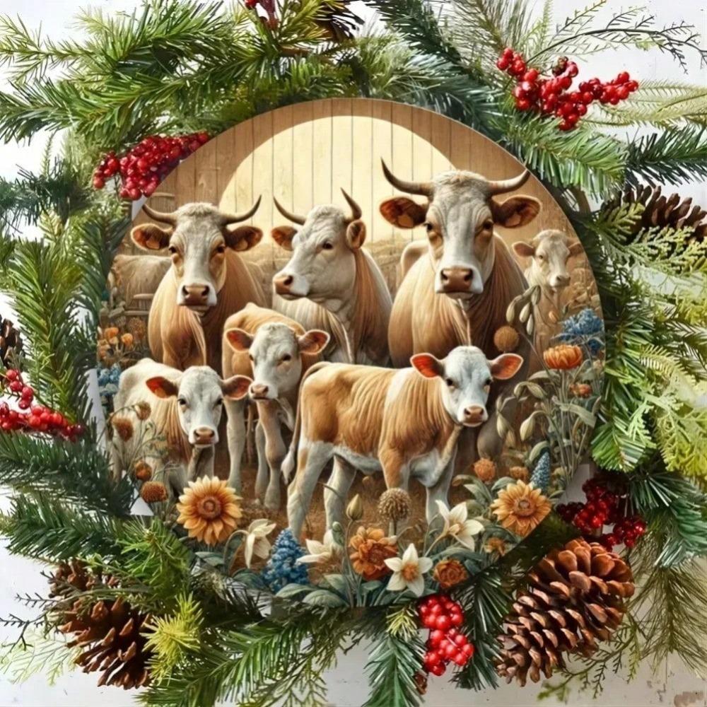 Iron Wall Art Farm Animal Metal Sign Home Decor Rustic Circular Art