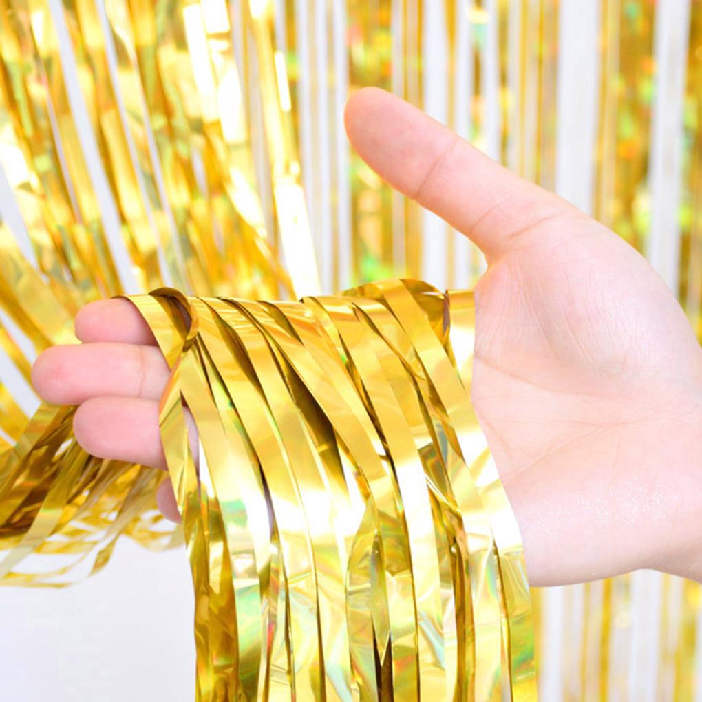 1x2m Foil Tinsel Curtain Foil Fringe Backdrop Decor Photography Props