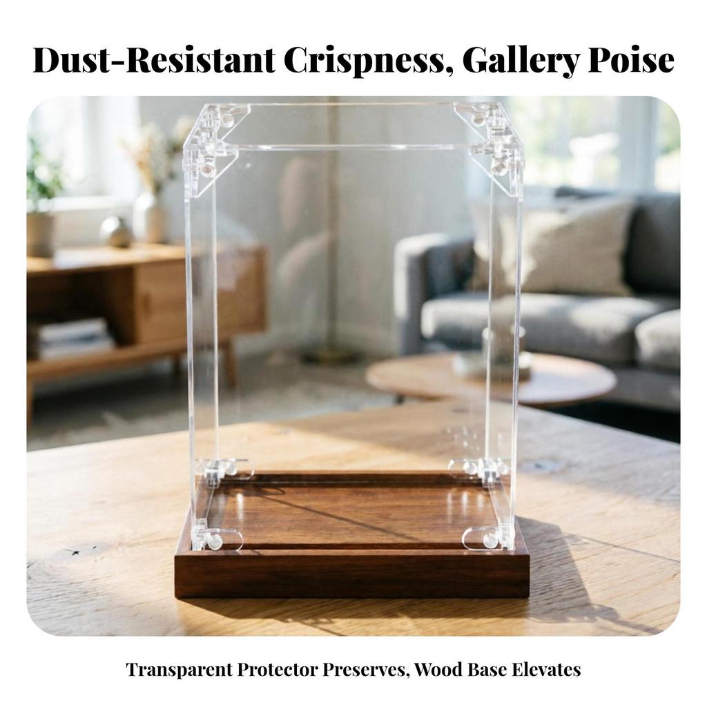 Acrylic Display Box with Wooden Base | Dustproof Preserving Enclosure,