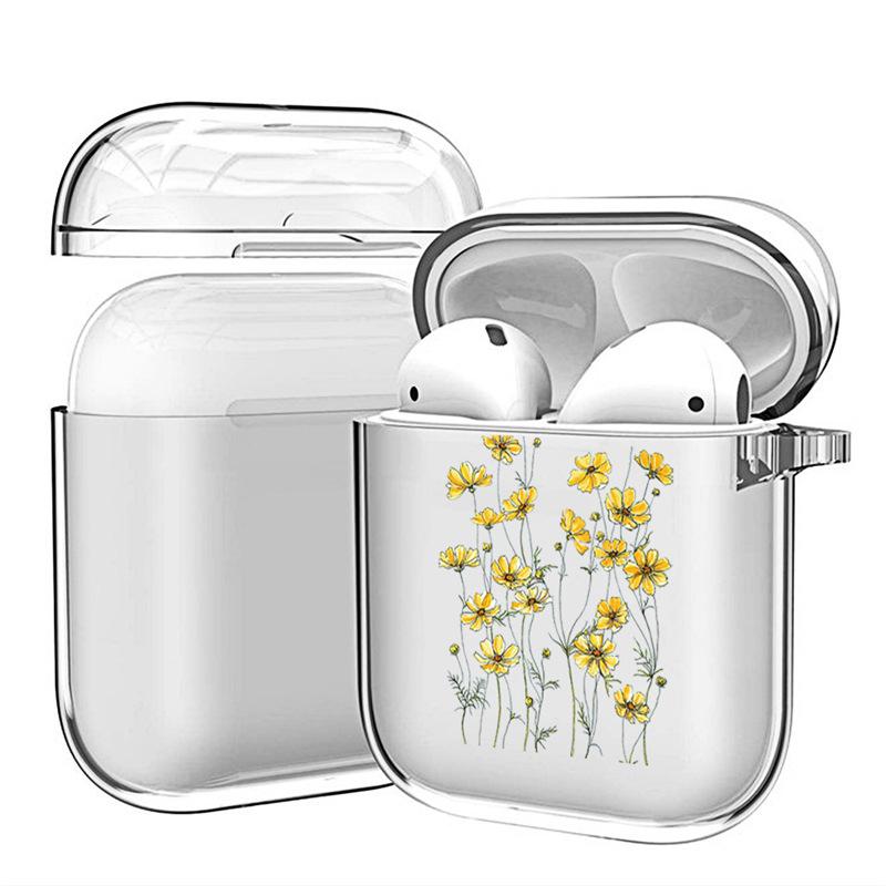 "Chrysanthemum Design Shockproof Transparent TPU Soft Case for Apple AirPods 4"