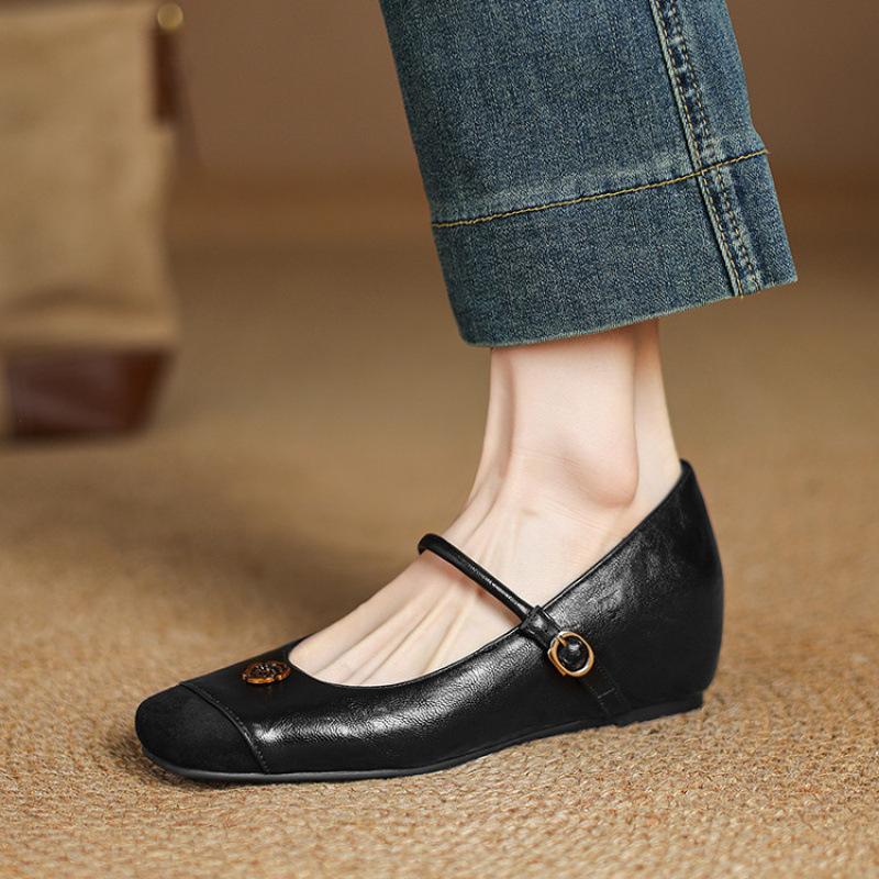 

Новая всесезонная женская повседневная обувь, однотонные туфли с пряжкой, квадратный носок, с открытым подъемом, скошенный каблук, ленивая обувь, женская обувь больших и маленьких размеров 39 чёрный