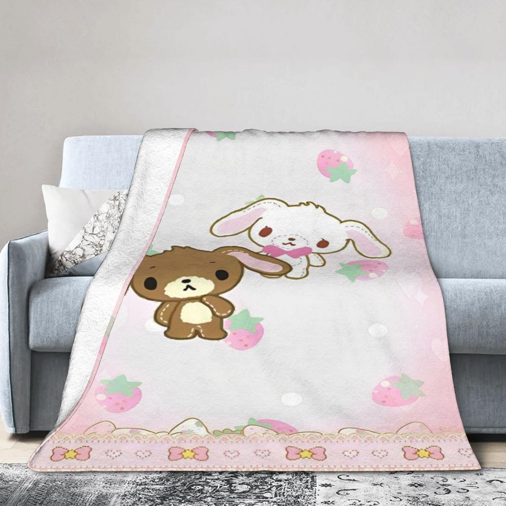 Sugarbunnies Shirousa Kurousa Cutecore Jojifuku Pinkcore Decke Fleece Warme Überwurfdecke für Auto Sofa Couch Schlafzimmer Steppdecke