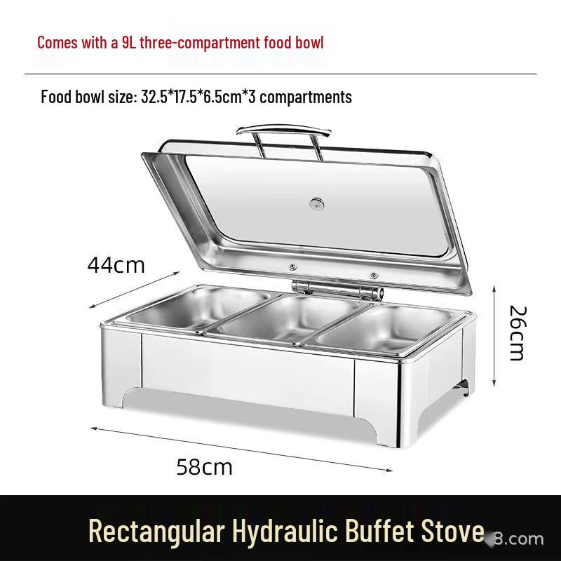 Stainless Steel Electric Buffet Stove with Flip-Top Bain-Marie for Hotels