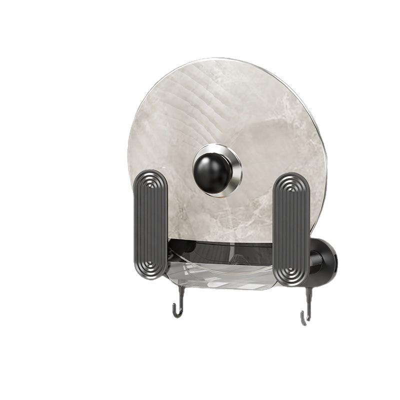 Dual-Mount Pot Lid Rack: Suction Cup & Tape, Hole-Free, Versatile Storage, Modern Kitchen Organizer