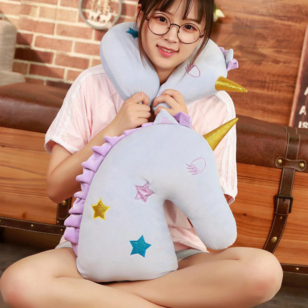 Animal Image Memory U-Shaped Neck Pillow Unicorn Stuffed Animal Plushie Soft Office Nap Sleep Pillow Women