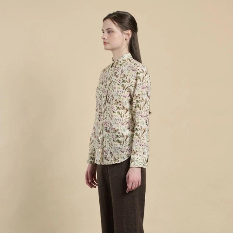 BCBG Floral Linen Blouse B6m3b403