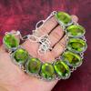Set de bijuterii din argint solid 925 Peridot, set de colier și brățări lucrate manual pentru femei, bijuterii frumoase cu pietre prețioase reglabile