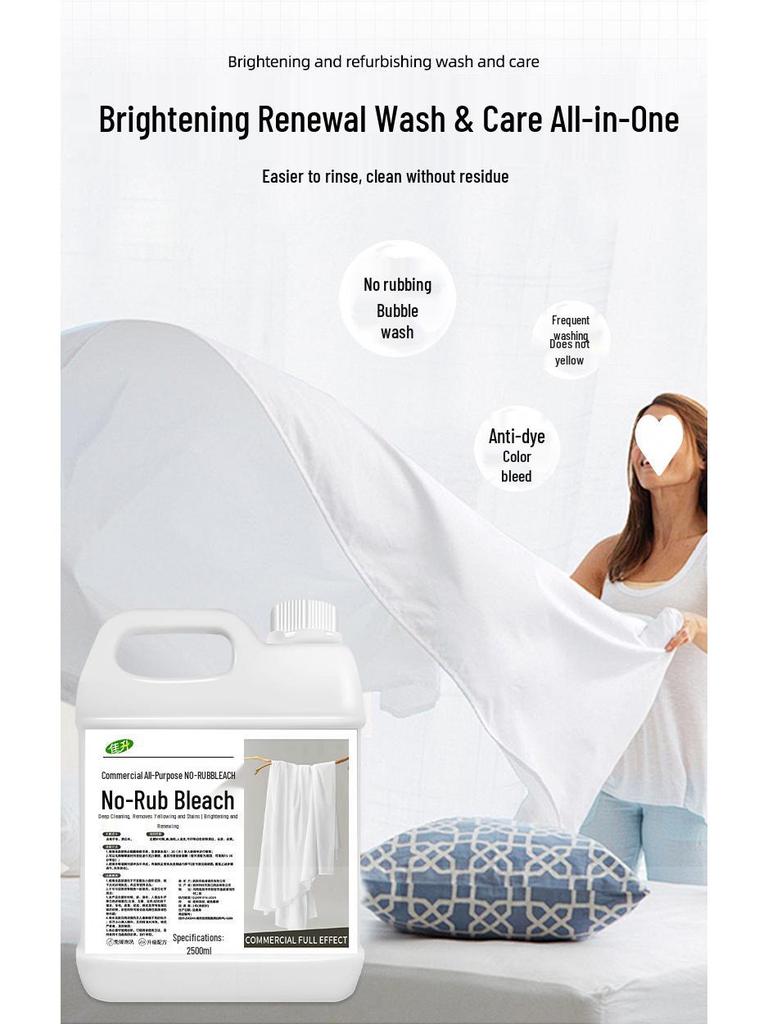 No-Rub Whitening Bleach for Lab Coats & Bedding with Stain Remover and Antibacterial Detergent