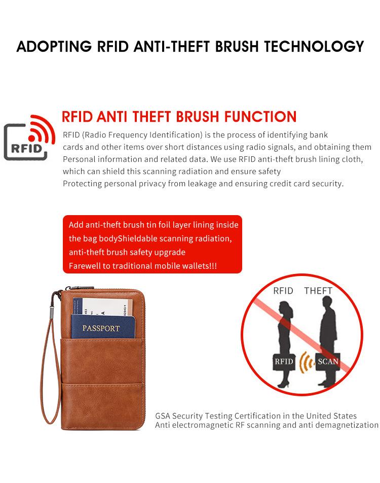 RFID Anti-Magnetic Zipper Passport Wallet: Multi-Function ID & Ticket Holder