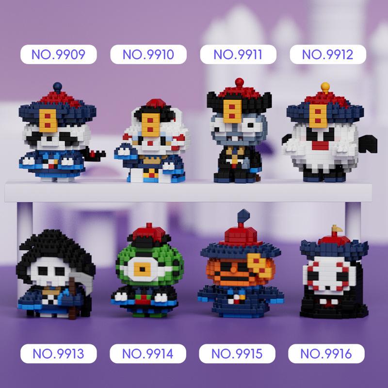 Zombie Mikro-Bausteine Halloween Katze Panda Kürbis Zusammengebautes Puzzle Modell Mini Ziegel Figur Spielzeug für Kinder Geschenke