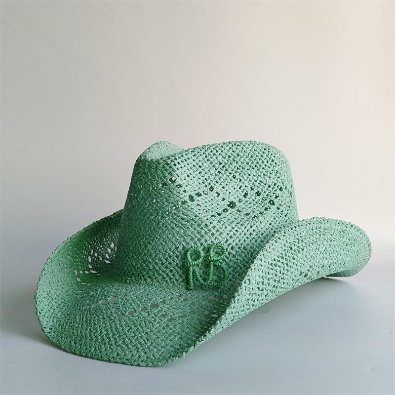 Yellow Western Cowboy Straw Hat Letter Straw Hats For Women Men Summer Outdoor Holidays Beach Sun Hat For Women Sombrero