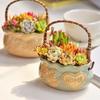 Creative Succulent Planter with Handle Multifunction Resin Flower Pot Corrosion-resistant Decorative Ornament