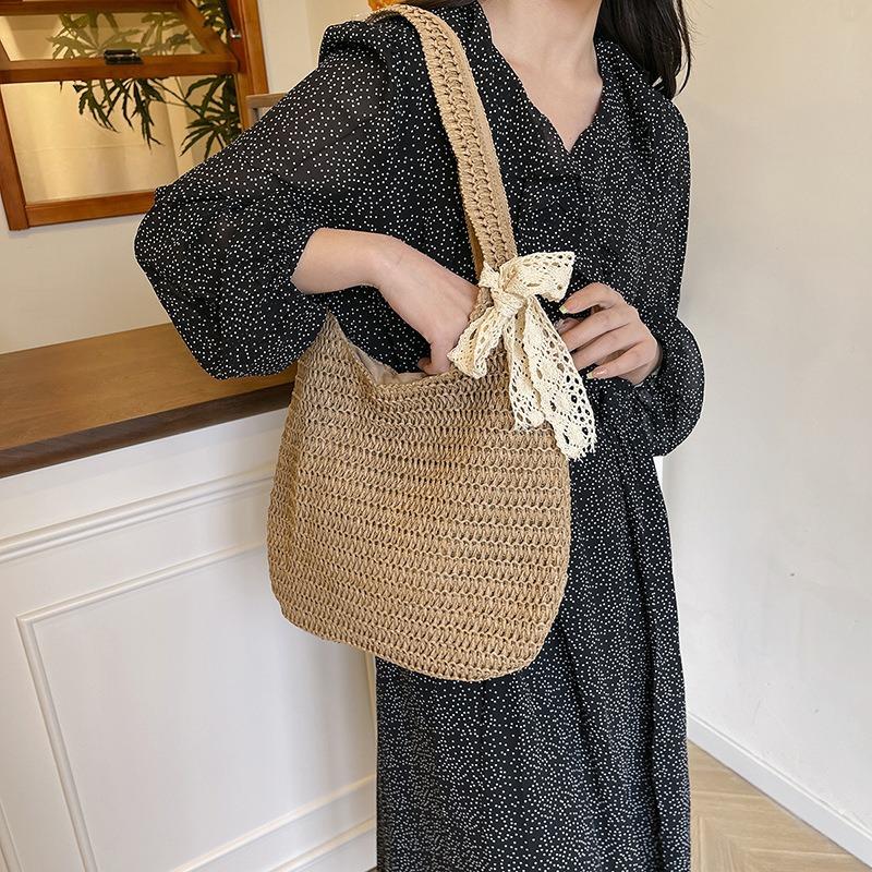 Casual large-capacity tote shoulder bag women's summer weaving beautiful personalized underarm hand bag