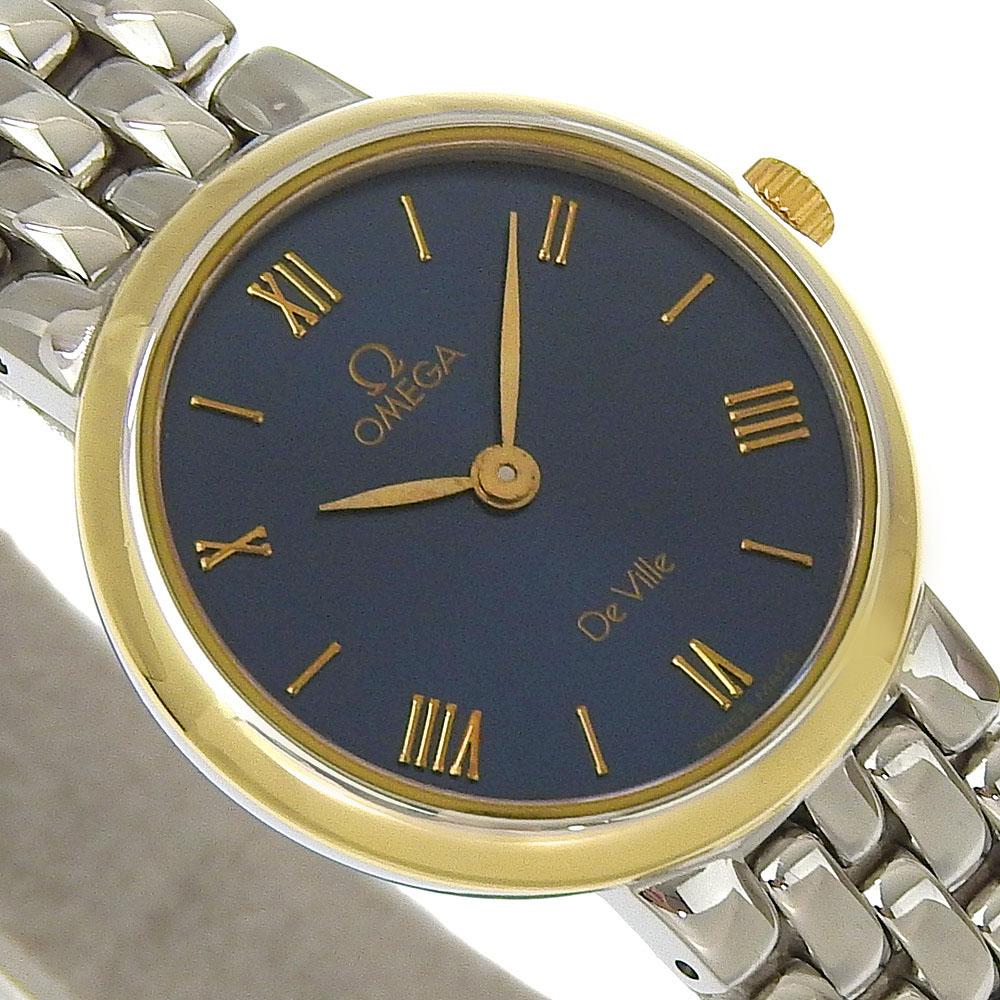 Omega Orologi De Ville 7261.83 Quadrante Nero Acciaio Inossidabile Quarzo Analogico Donna Usato
