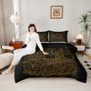Delta Blues Guitar Musician 3 Piece Bedding Set, Gold Line Art Soulful Duvet Cover Set for Music Lover Men Bedroom Decor