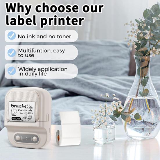 Label Maker Machine Portable Thermal Label Printer Bluetooth-compatible Mini Label Printer with Tape for Small Business Home School Barcode Address