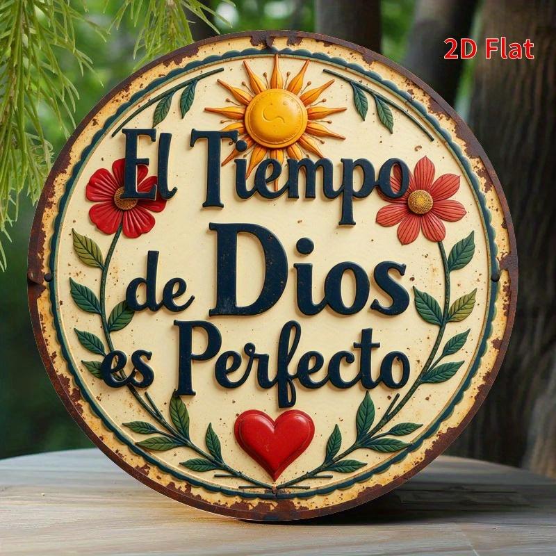 Retro Round Iron Wall Clock Sun Motif Farmhouse Decor for Kitchen Garden Office Garage Housewarming Gift