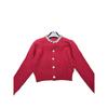 Xiangjia 2025 Autumn/Winter Rhinestone Collar Cardigan: Versatile Single-Breasted Knit Short Top