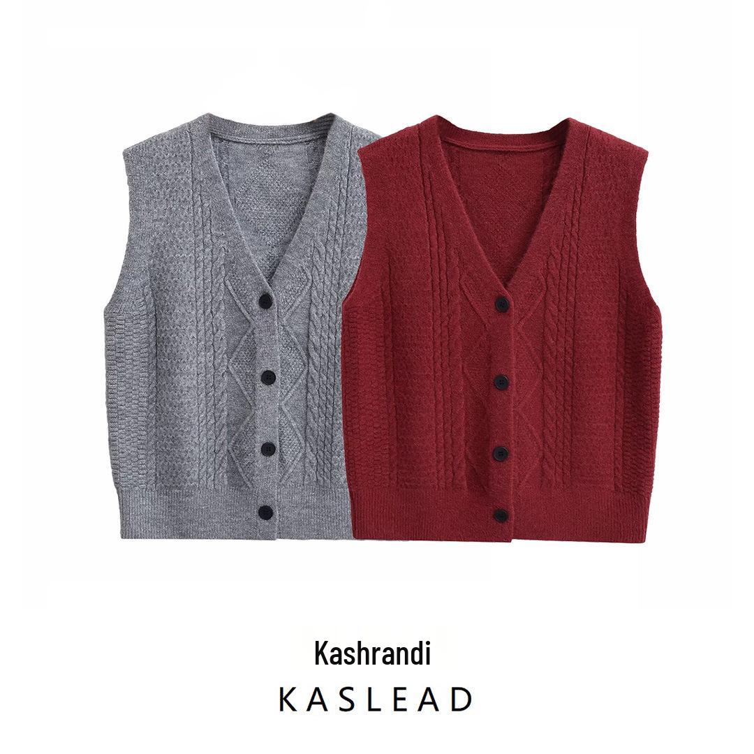 

2024 Winter Women s European & American Style Cable Knit Sleeveless Top One Size сірий колір