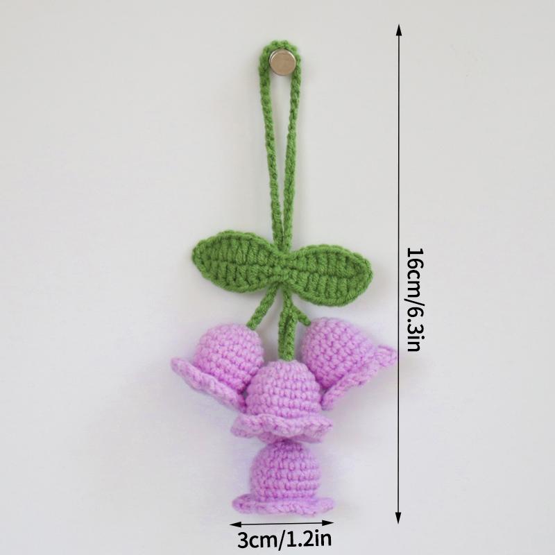 Lily of The Valley Crochet Flowers  Multiple Styles Keychain Artificial Flowers Hanging Decoration Car Pendant Knitted Flower