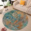 Colorful Wildflower Mushroom Round Floor Rug Dark Garden Botanical Print Carpet for Indoor Outdoor Living Room Home Decor