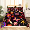 Retro Flowers King Queen Bedding Set Cartoon Vintage Floral Duvet Cover Boho Abstract Quilt Cover Soft Polyester Comforter Cover
