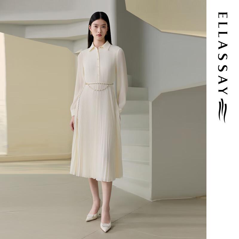 

ELLASSAY Women s Elegant Pleated Shirt Dress S