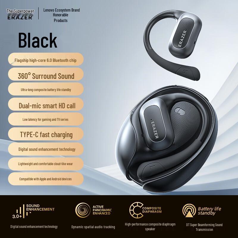 

Psychic X5 Ear-Hook Bluetooth Headphones: Sleek Design with Digital Power Display, Perfect for Sports, Cycling, and Music. чорний